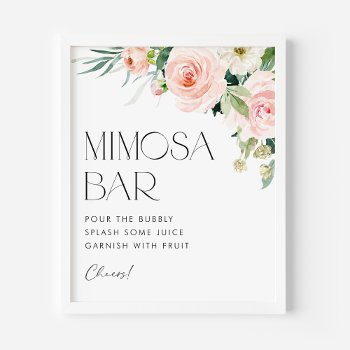 Garden Flowers Bridal Shower Mimosa Bar Poster by misstallulah at Zazzle