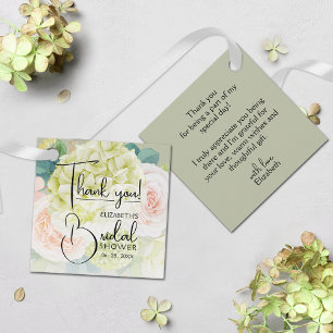 Garden Flowers Bridal Shower Sage Green Favor Tags