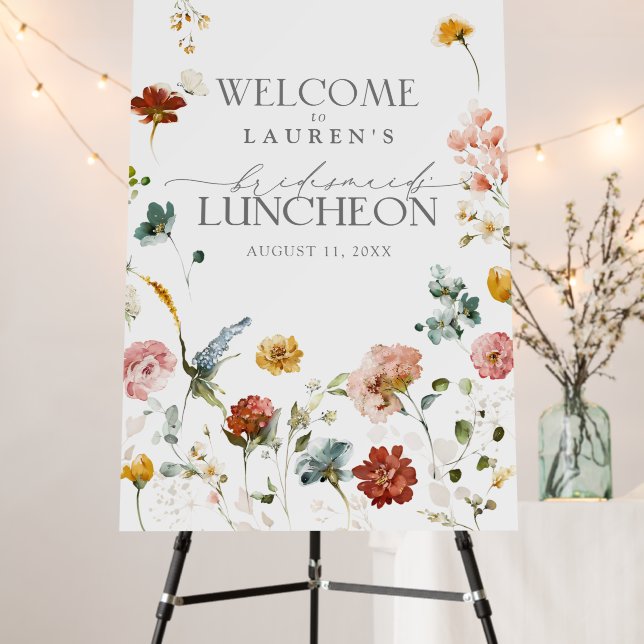 Garden Flowers Bridesmaids Luncheon Welcome Foam Board (In Situ (Stand))