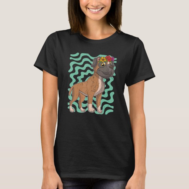 Garden Flowers Dog Owner Dog  Cute Pet Animal Boxe T-Shirt (Front)