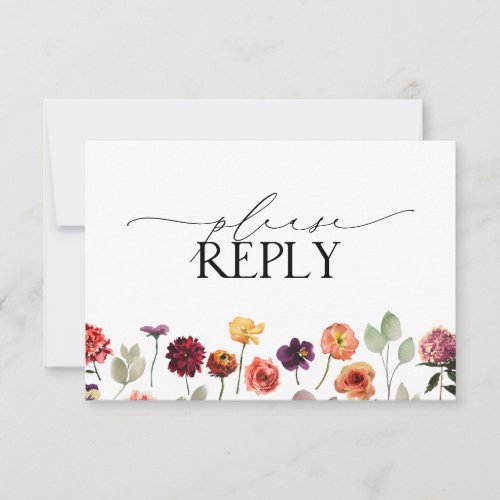 Garden Flowers Fall Summer Burnt Orange RSVP Card