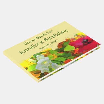 Garden Flowers Floral Birthday Party Guest Book