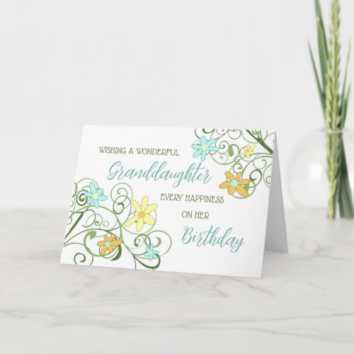 Garden Flowers Granddaughter Birthday Card