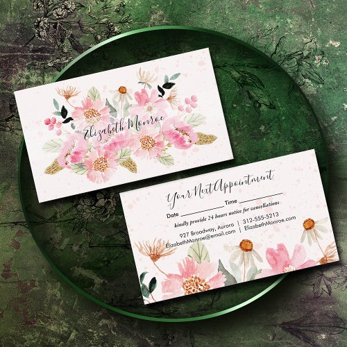 Garden Flowers Hair Stylist Salon Makeup Appointment Card