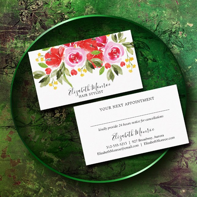 Garden Flowers Hair Stylist Salon Makeup Artist Appointment Card