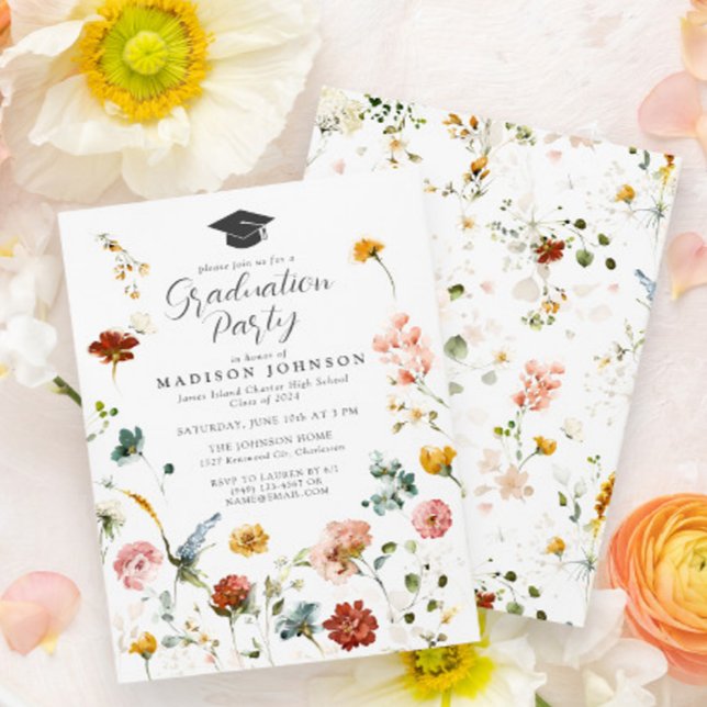 Garden Flowers High School Graduation Party Invitation (Bloom into a Grad - Celebrate in Style 🌸)