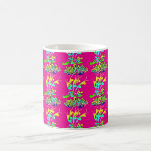 Garden Flowers Hot Pink Coffee Mug