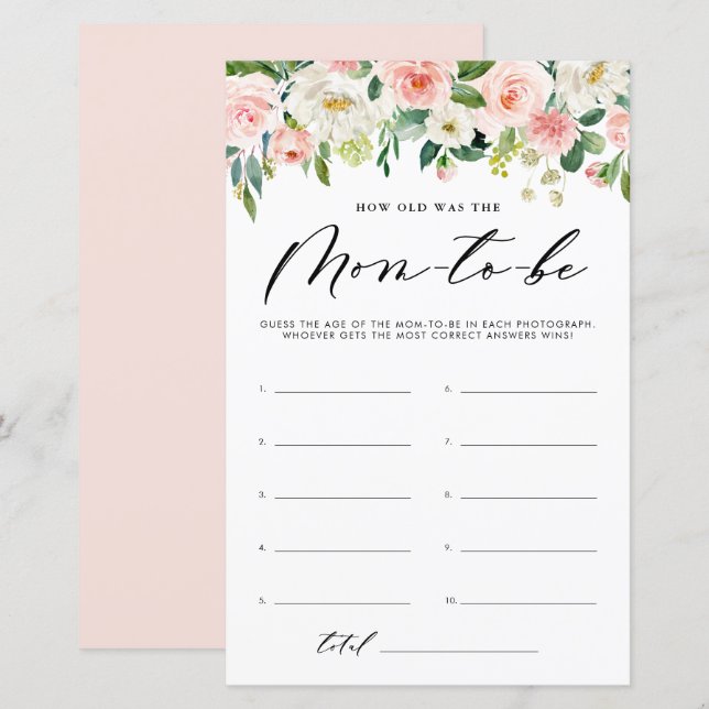 Garden Flowers How Old Was The Mom Shower Game (Front/Back)