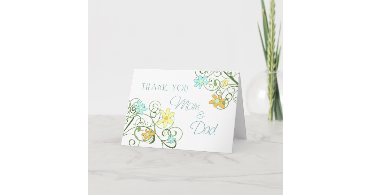 Garden Flowers Parents Wedding Day Thank You Card Zazzle