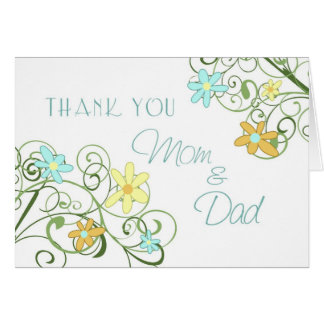 Garden Flowers Parents Wedding Day Thank You Card