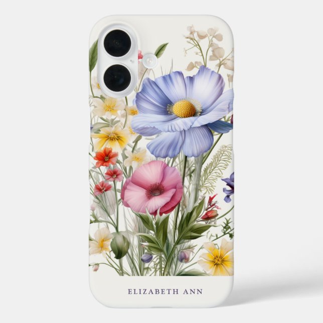 Garden Flowers Personalized Name Case-Mate iPhone Case (Back)