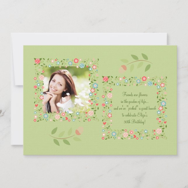 Garden Flowers Photo Invitation (Front)