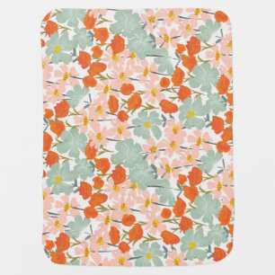 Garden flowers: pink, orange seamless baby blanket