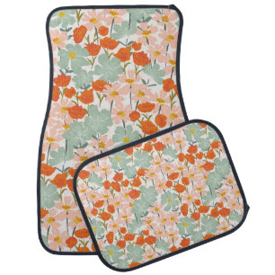 Garden flowers: pink, orange seamless car floor mat