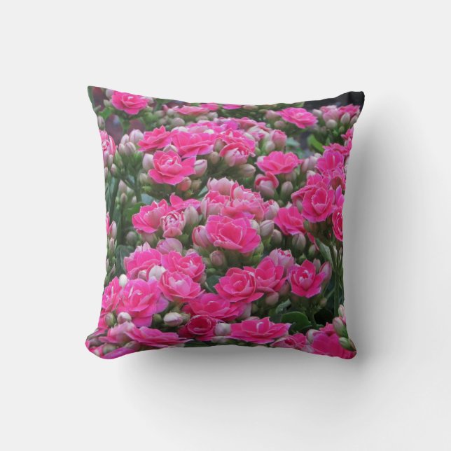 Garden Flowers Pretty Pink Blooms Floral Throw Pillow (Front)