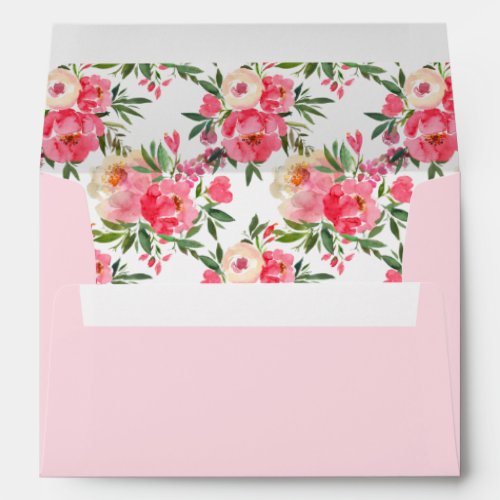 Garden Flowers Return Address Pink Envelope