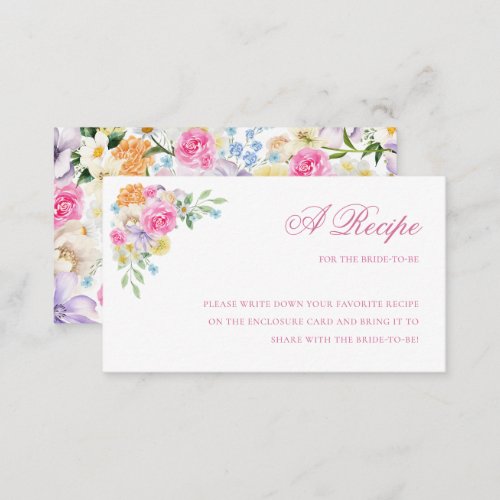 Garden Flowers Share the Recipe Bridal Shower     Enclosure Card