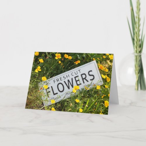 Garden flowers sign _ Folded Greeting Card