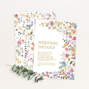 Garden Flowers Spring Wildflower Wedding Details Enclosure Card