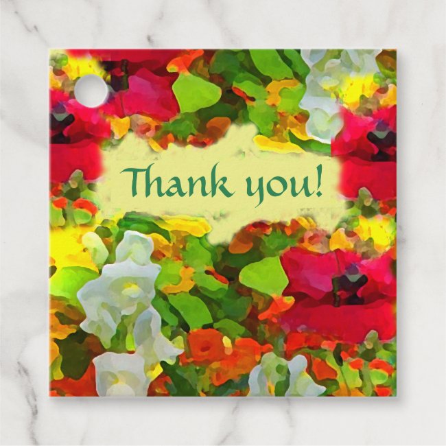 Garden Flowers Thank You Floral Favor Tags