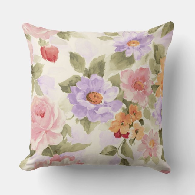 Garden Flowers Throw Pillow (Front)
