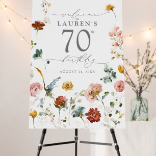 Garden Flowers Watercolor Birthday ANY AGE Welcome Foam Board