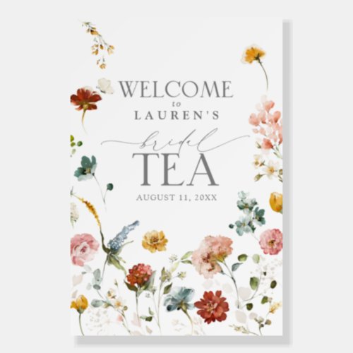 Garden Flowers Watercolor Bridal Tea Welcome Foam Board