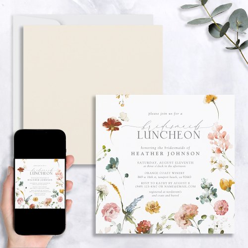 Garden Flowers Watercolor Bridesmaids Luncheon Invitation