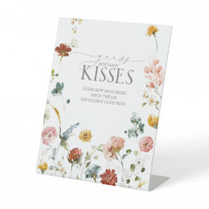 Garden Flowers Watercolor How Many Kisses Pedestal Sign