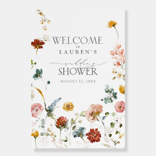 Garden Flowers Watercolor Wedding Shower Welcome Foam Board