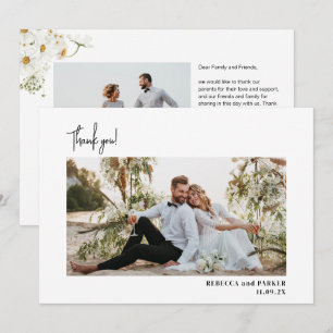 Garden Flowers Wedding Thank you photo Qr scan  Card