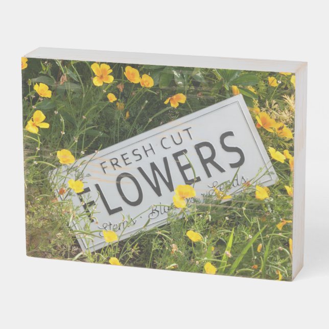 Garden flowers with fresh cut flower sign 0753 (Angled Horizontal)