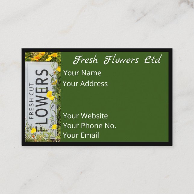Garden flowers with fresh cut flower sign 0753 business card (Front)