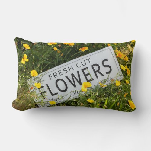 Garden flowers with fresh cut flower sign 0753 lumbar pillow