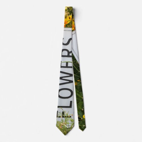 Garden flowers with fresh cut flower sign 0753 neck tie