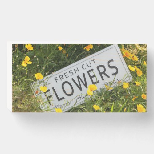 Garden flowers with fresh flower Wood Box Sign