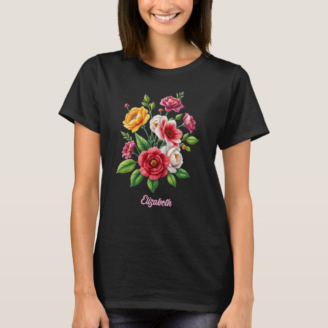 Garden Flowers with Monogram T-Shirt (Front)