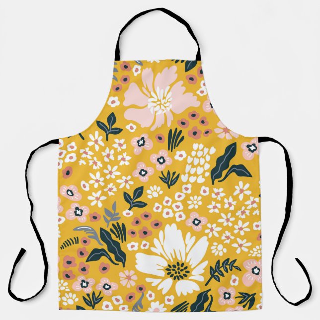 Garden Flowers: Yellow Vintage Charm. Apron (Front)