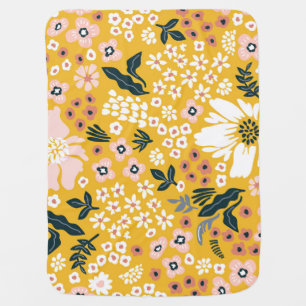 Garden Flowers: Yellow Vintage Charm. Baby Blanket