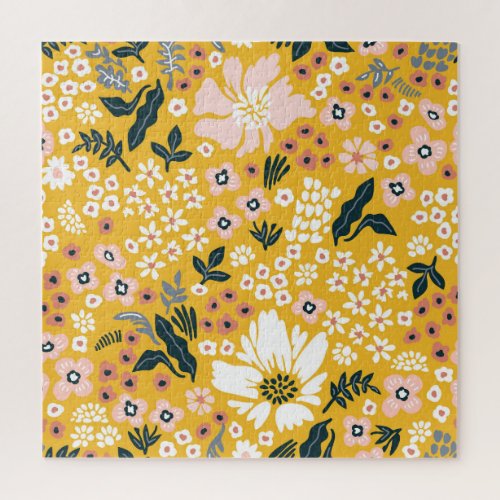 Garden Flowers Yellow Vintage Charm Jigsaw Puzzle