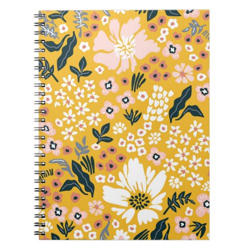Garden Flowers Yellow Vintage Charm Notebook