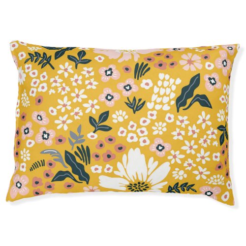 Garden Flowers Yellow Vintage Charm Pet Bed