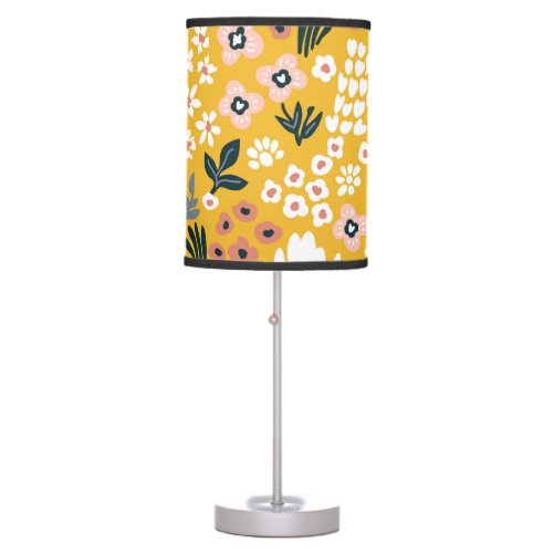 Garden Flowers Yellow Vintage Charm Table Lamp