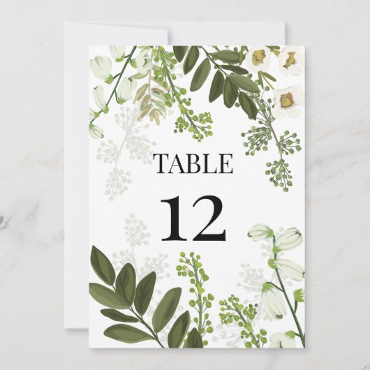 Garden Foliage Botanical Greenery Table Number (Front)