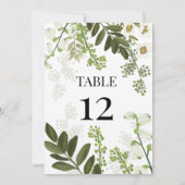 Garden Foliage Botanical Greenery Table Number (Back)