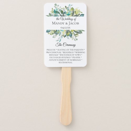 Garden Foliage Bouquet Wedding Program Fans