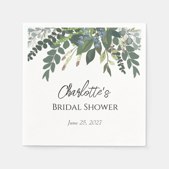Garden Foliage Nature Greenery Bridal Shower  Napkins (Front)