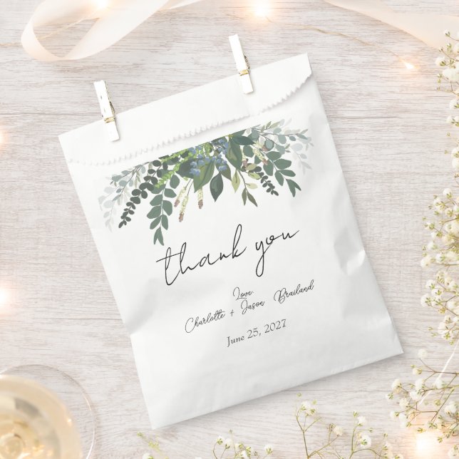 Garden Foliage Nature Greenery Wedding Thank You Favor Bag (Clipped)