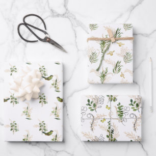 Garden Foliage with Birds, Bees and Butterflies Wrapping Paper Sheets