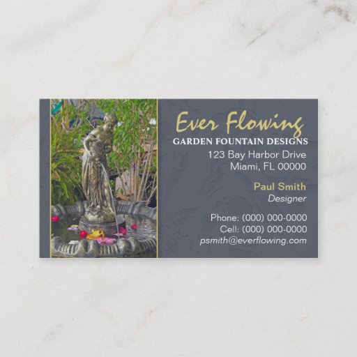 Customizable Garden Fountain Business Card
